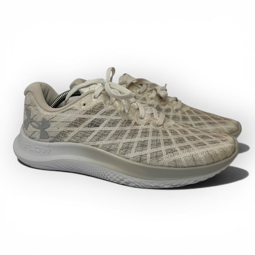 Under Armour UA Womens size 8 Flow Velociti Wind 2 White Halo Grey Running Shoes